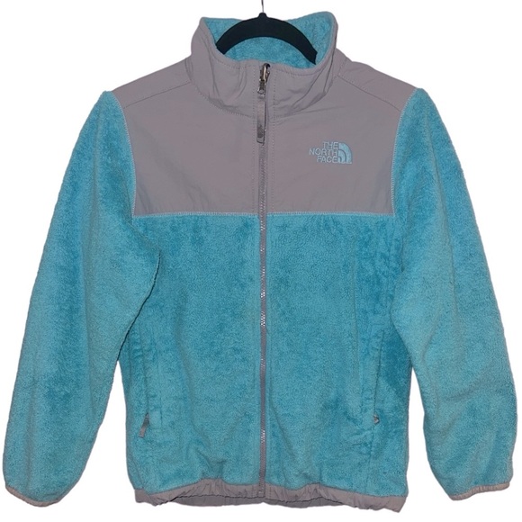 The North Face Girls Denali Zip Up Fleece Turquoise/Grey Jacket Size Large 14/16 - Picture 1 of 11